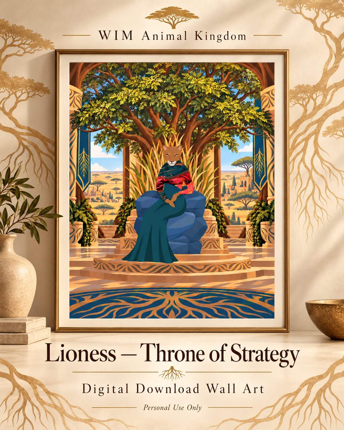Lioness — Throne of Strategy Digital Art Print