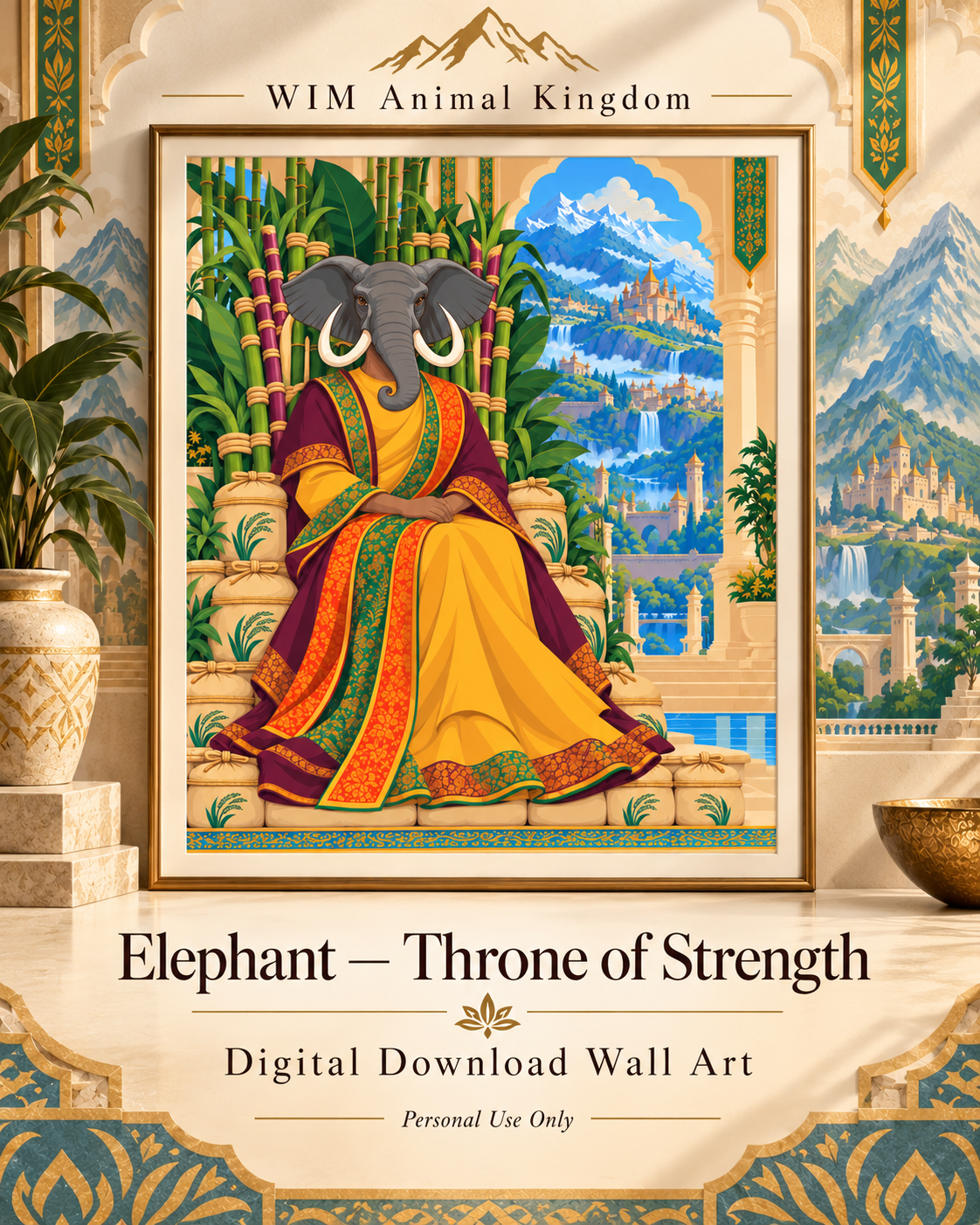Animal Kingdom: Elephant — Throne of Strength Digital Art Print