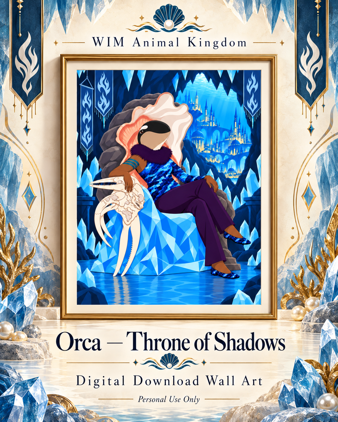 Animal Kingdom: Orca — Throne of Shadows Digital Art Print